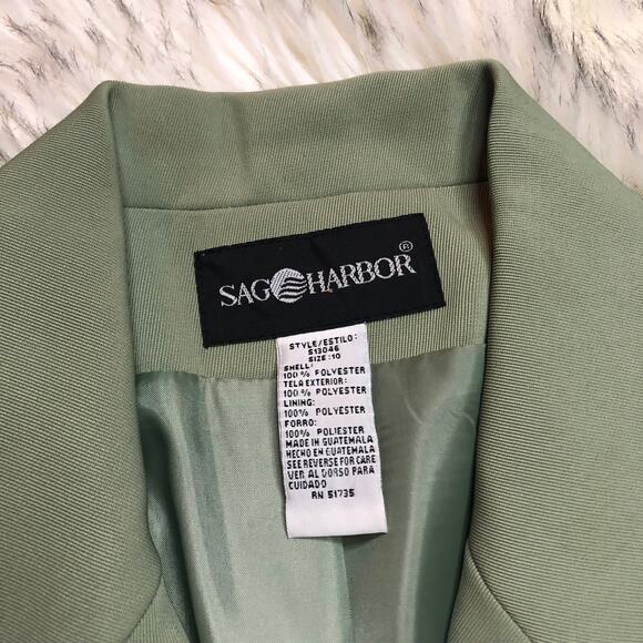 Vintage Deadstock 90s Sag Harbor NWT Pistachio Green Seasonless Twill Blazer - Picture 2 of 16